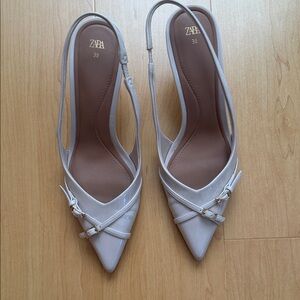 Zara Women's Elegant Cream Slingback Heels